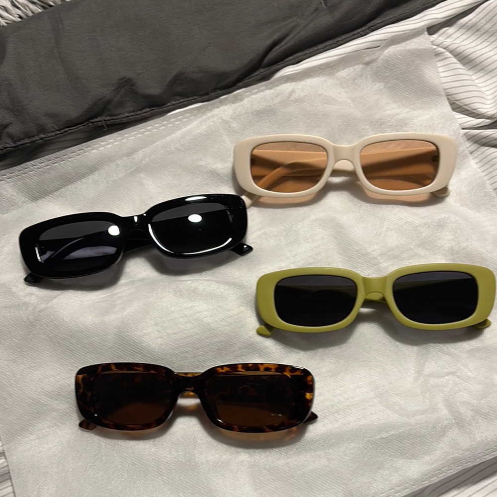 Black and Cream Sunglasses Set - Accessories with Rectangular Frames